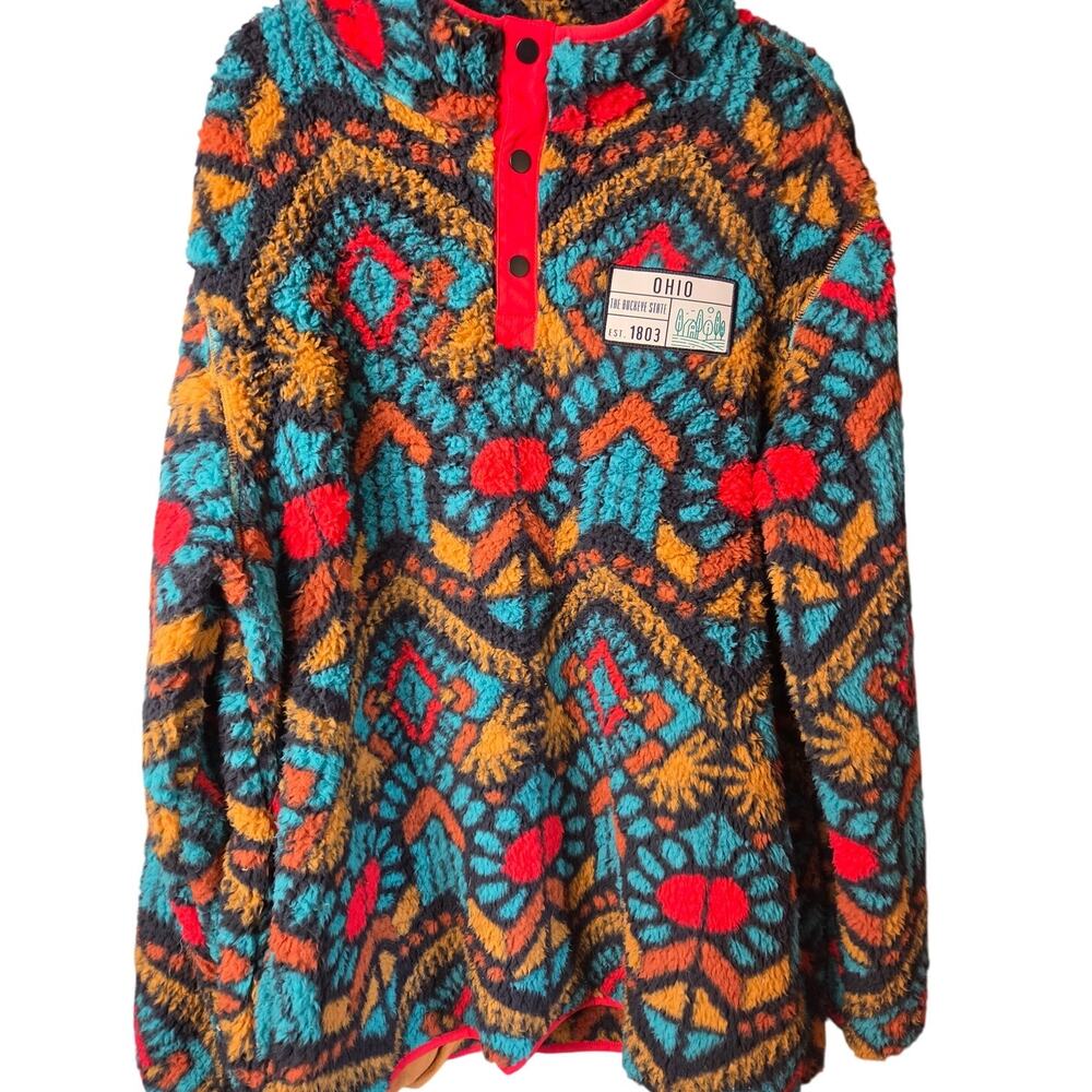 Home Free Ohio Buckeye State Pullover Sherpa Fleece Hoodie Women's 2XL Southwest